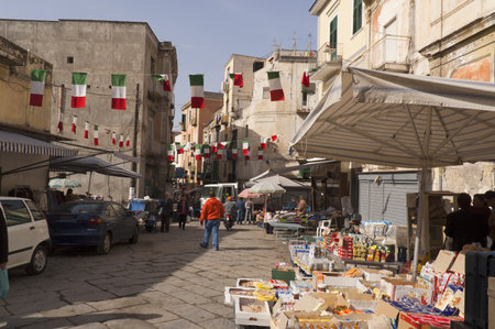 Market in the Modern Herculaneum, or Ercolano, Naples in Italyのeditorial素材
