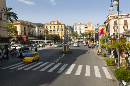 Sorrento is a small city in Campania, Italy, It is a popular tourist destination. The town overlooks the bay of Naples, and is close to Pompeiiのeditorial素材