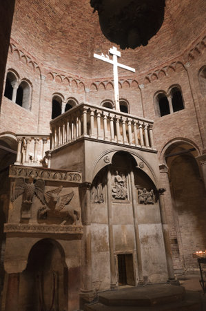 Church in the Beautiful Medieval City of Bologna Italy. Bologna is the capital city of Emilia-Romagna, in the Po Valley of Northern Italyのeditorial素材