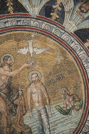 10th century mosaics in Romanesque Church in Ravenna Italyのeditorial素材