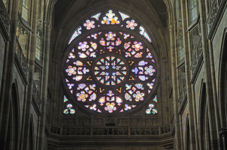 Stained glass window in Prague