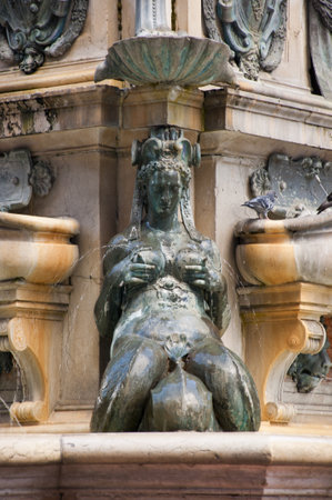 Triton Fountain in the main Square of the Beautiful City of Bologna Italyのeditorial素材