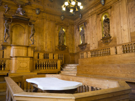 19th century Anatomy Theatre In the city of Bologna in Italyのeditorial素材