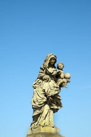 Statue on the Charles Bridge in Prague in the Czech Republicのeditorial素材