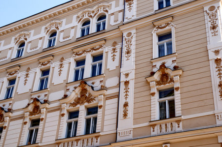 Decorated building in Prague, Czech Republic Europeのeditorial素材