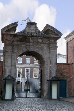 the Gates of Dublin Castle in Dublin City Irelandのeditorial素材