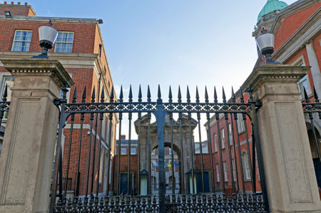 the Gates of Dublin Castle in Dublin City Irelandのeditorial素材