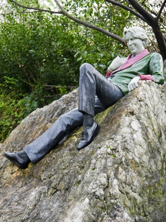 Statue of Oscar Wilde, writer in Merrion Square Park in Dublin Irelandの写真素材