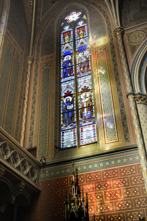stained glass in Church in Prague Czech Republic Europe