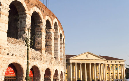 Roman Amphitheatre in Verona a city in Northern Italy which features in Shakespeareのeditorial素材