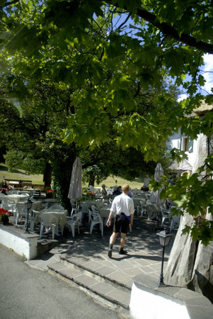 stube or traditional Cafe on the Reno Plateau Italian Tirolのeditorial素材