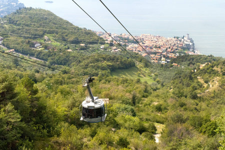 Cable Car up Monte Baldo at Malcesine on Lake Garda in Northern Italyのeditorial素材
