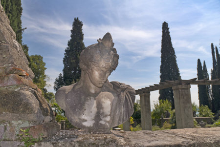 Beautiful house and garden at Gardone Riviera is one of the lovely towns on this lake in Northern Italy. Lake Garda is a popular European tourist destination.のeditorial素材