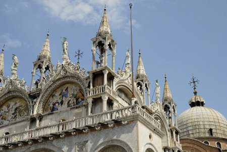 The Facade of St Marks Basilica in Venice Italyのeditorial素材
