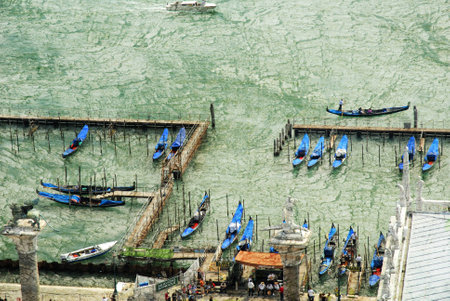View of the Grand Canal from top of the Campanile of St Marks Basilica Venice Italyのeditorial素材