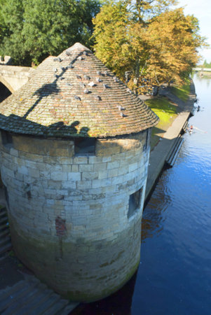 River Ouse and the City Walls in York Englandのeditorial素材