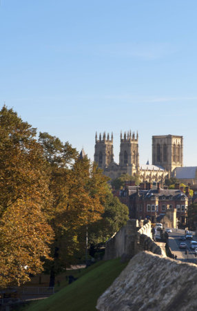 The City Walls and York Minster Englandのeditorial素材