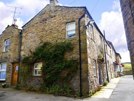 Stone Houses in the village of Hawes in Yorkshire Dales Englandのeditorial素材