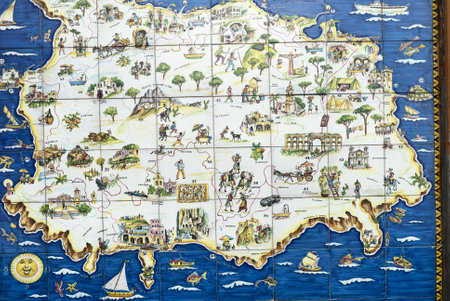 Map of the Volcanic island of Ischia in Italyのeditorial素材