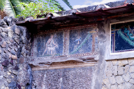 Villas in the Buried Roman City of Herculaneum Italyのeditorial素材