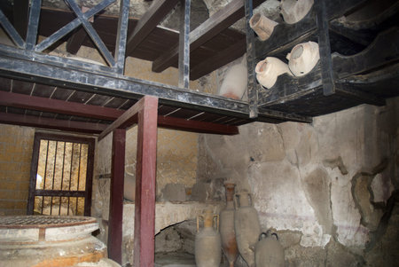 shop in the Buried Roman City of Herculaneum Italyのeditorial素材