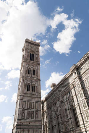 Campanile of the church of Santa Maria de Fiores the Cathedral of Florence, Tuscany Italyの写真素材