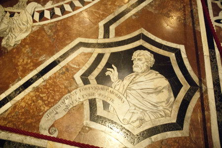 Marble Figures on the floor of the Cathedral in Siena Tuscany Italyのeditorial素材