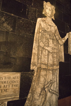 Marble Figures on the floor of the Cathedral in Siena Tuscany Italyのeditorial素材