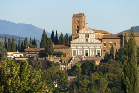 San Minitao Church facade in Florence Italyの写真素材