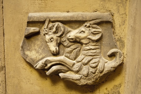 Fragment of Roman Stone carving in Rome Italyの写真素材