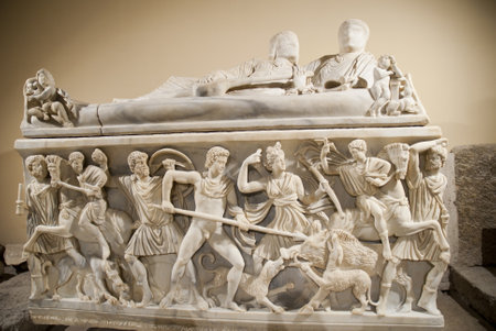 Roman Carved Marble Tomb in Rome Italyのeditorial素材