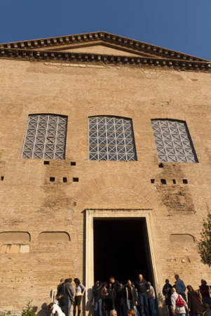 the Curia building formerly the Senate of Ancient Rome in the Forum in City of Rome Italyのeditorial素材