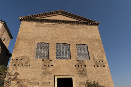 the Curia building formerly the Senate of Ancient Rome in the Forum in City of Rome Italyのeditorial素材