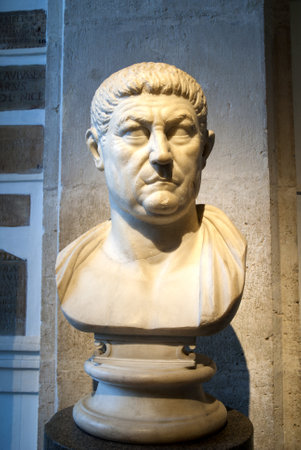 Marble Head of Emperor Vespasian in Rome Italyのeditorial素材