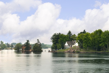The 1000 islands in the St Lawrence Seaway Ontario Canadaの写真素材