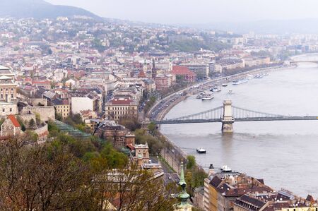 View of Budapest and the River Danube in Hungary, Europeの写真素材