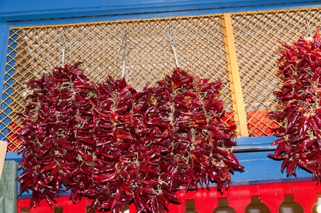 Chili Peppers on sale in the Market Hall in Budapest Hungaryの写真素材