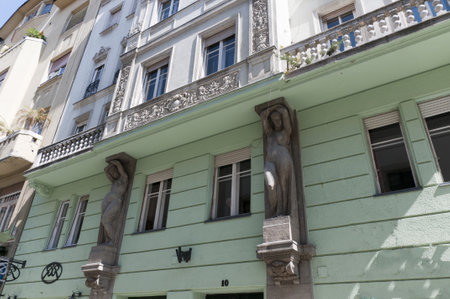 Statues on Facade of Building in Budapestのeditorial素材