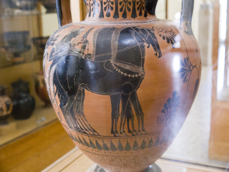 pottery of Akrotiri a city buried by the explosion of the volcano on Santorini 4000 years ago that may be the lost city of Atlantisのeditorial素材