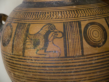 pottery of Akrotiri a city buried by the explosion of the volcano on Santorini 4000 years ago that...