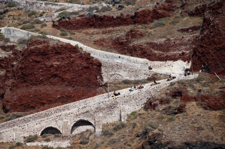 The Path up to the Town of Oia on the Island of Santorini Greeceの写真素材
