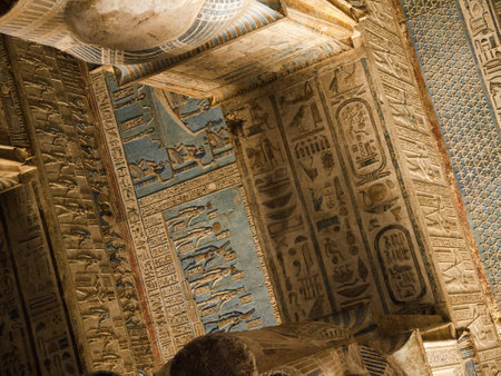 The Temple at Denderah near Luxor dedicated to Hathor which was a graeco-roman site used by Queen Cleopatra, famous for its zodiacのeditorial素材
