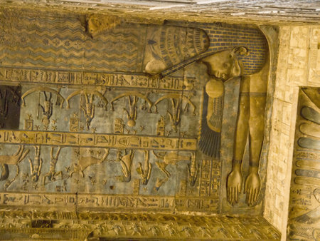 The Temple at Denderah near Luxor dedicated to Hathor which was a graeco-roman site used by Queen Cleopatra, famous for its zodiacのeditorial素材