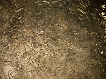 Zodiac at The Temple at Denderah near Luxor dedicated to Hathor which was a graeco-roman site used...