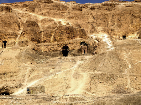 The Mortuary Temple of the female Pharaoh Hatshepsut in the Valley of the Nobles at Luxor in Egyptのeditorial素材