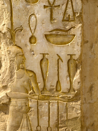 The Mortuary Temple of the female Pharaoh Hatshepsut in the Valley of the Nobles at Luxor in Egypt