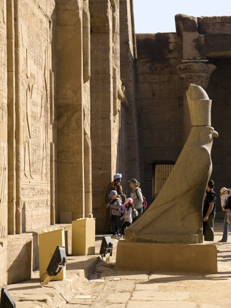the Temple at Edfu in Egypt which is dedicated to the God Horusのeditorial素材