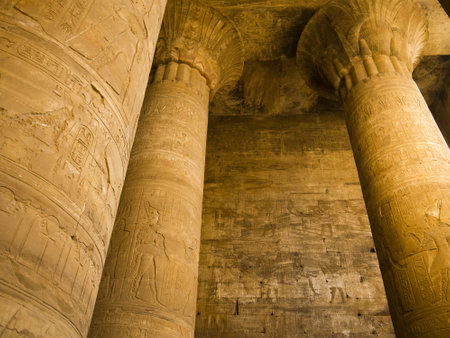 the Temple at Edfu in Egypt which is dedicated to the God Horusのeditorial素材