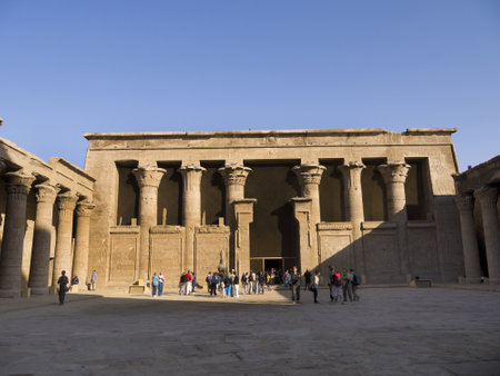 the Temple at Edfu in Egypt which is dedicated to the God Horusのeditorial素材
