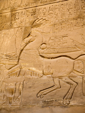 Carving of the Battle of Kadesh on the walls of the Temple at Karnak Egypt